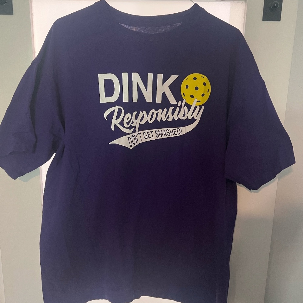 Pickleball Dink Responsibly Unisex T-Shirt 100% Cotton Purple XL
